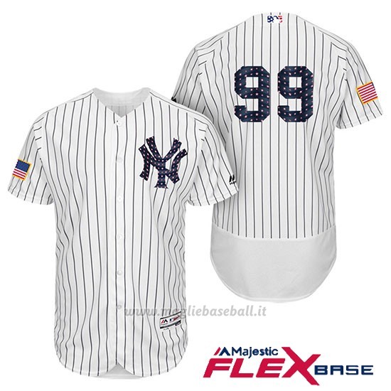 Maglia Baseball Uomo New York Yankees 2017 Estrellas y Rayas Aaron Judge Bianco Flex Base